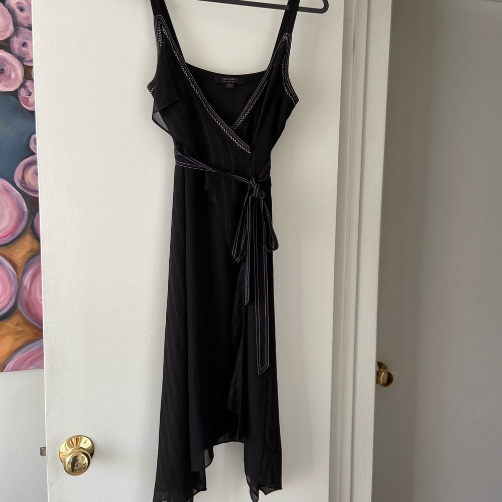 All saints silk flows casual wrap dress